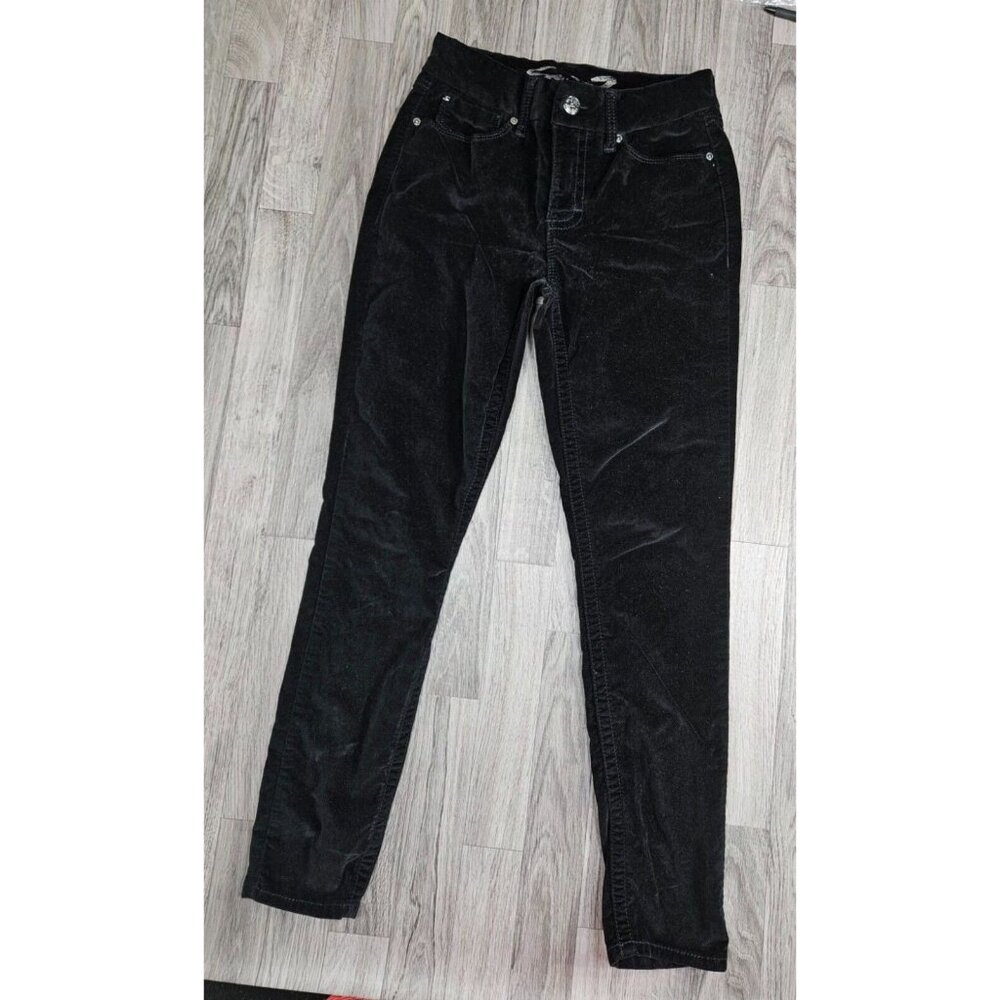 (3/$35) Seven‎ 7 Womens Size 4 Tummyless Skinny Black Velour Pants